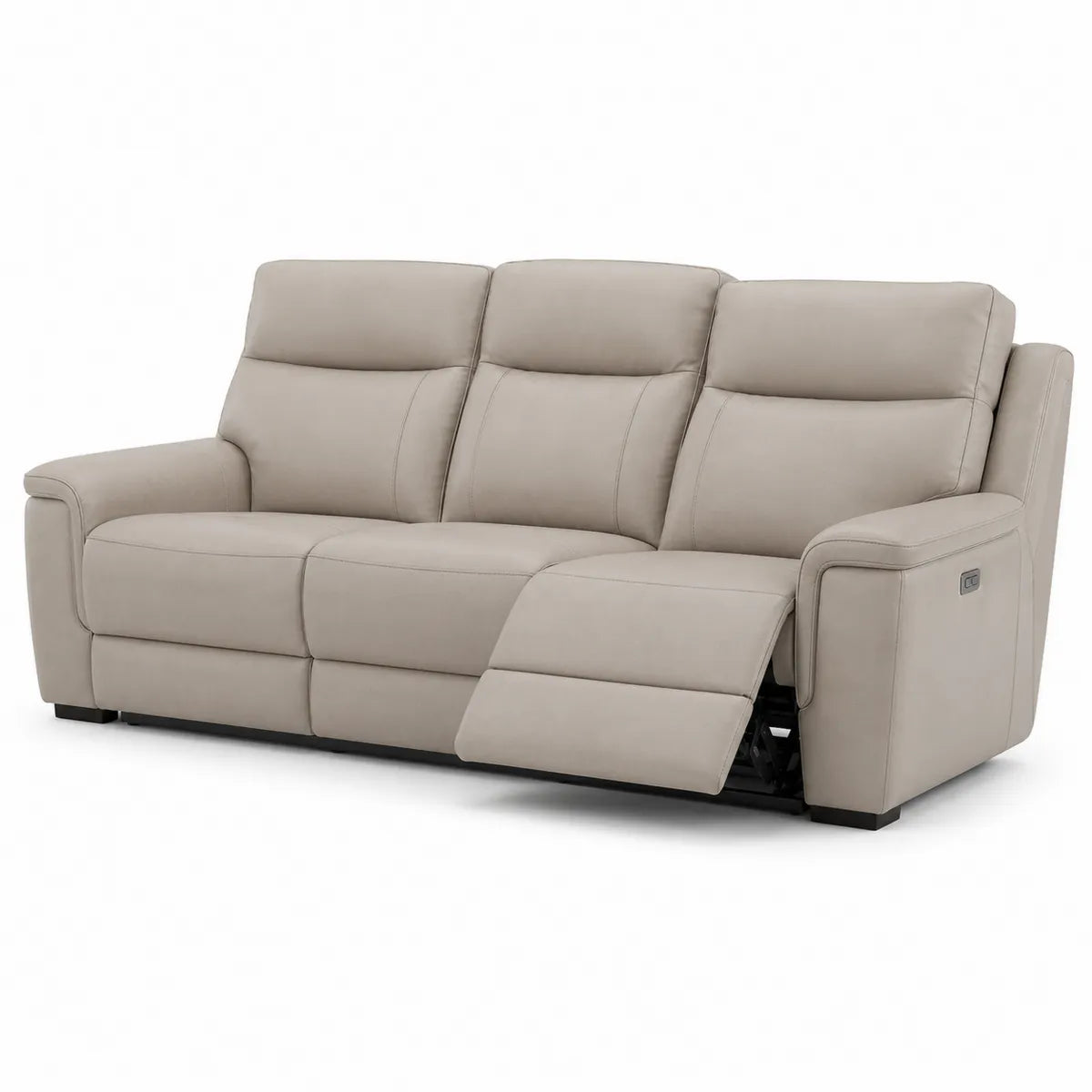 3-osobowa sofa z regulacją z beżowej skóry ekologicznej