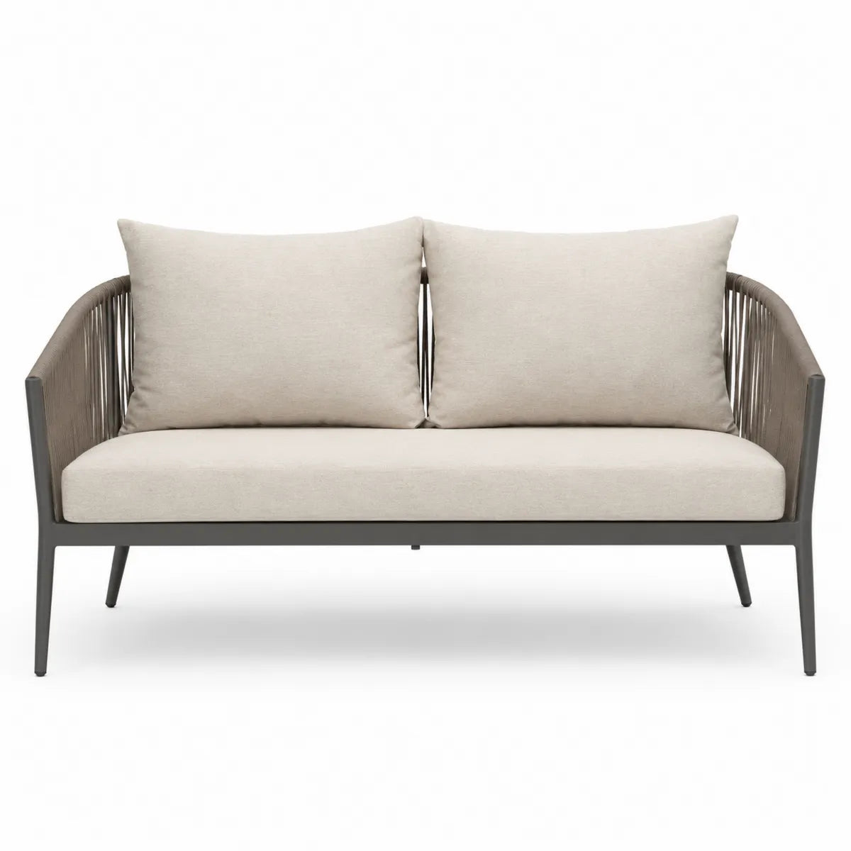 Sofa aluminiowa z beżową tkaniną 180x80x75 cm