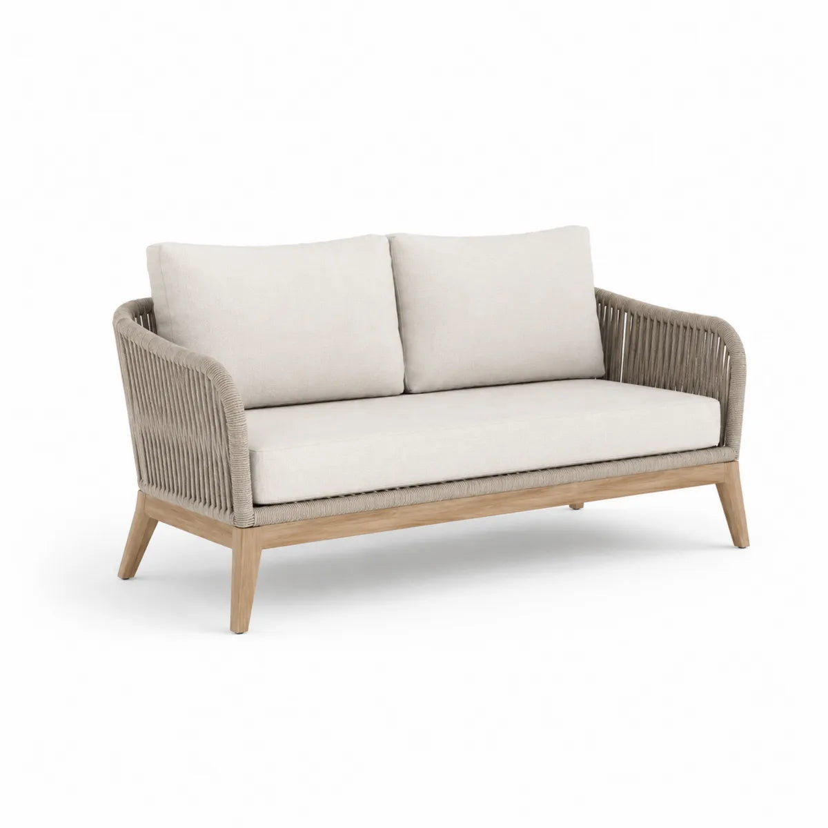 Sofa ogrodowa z drewna tekowego i poliestrowej tkaniny 180x85x75 cm