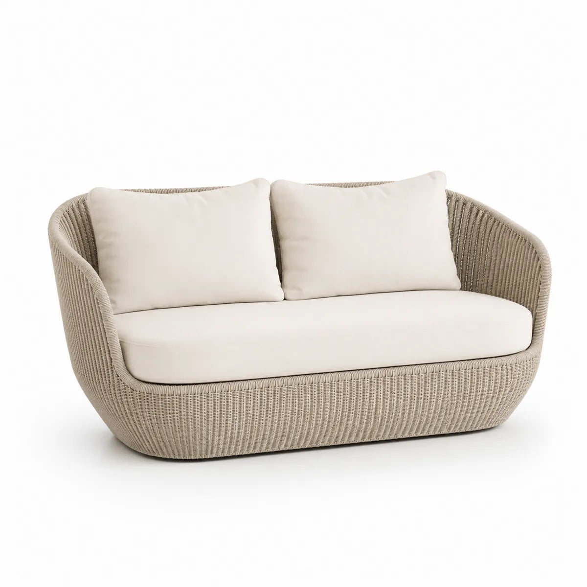 Sofa aluminiowa dwuosobowa beżowa z poduszkami 160x80x75 cm