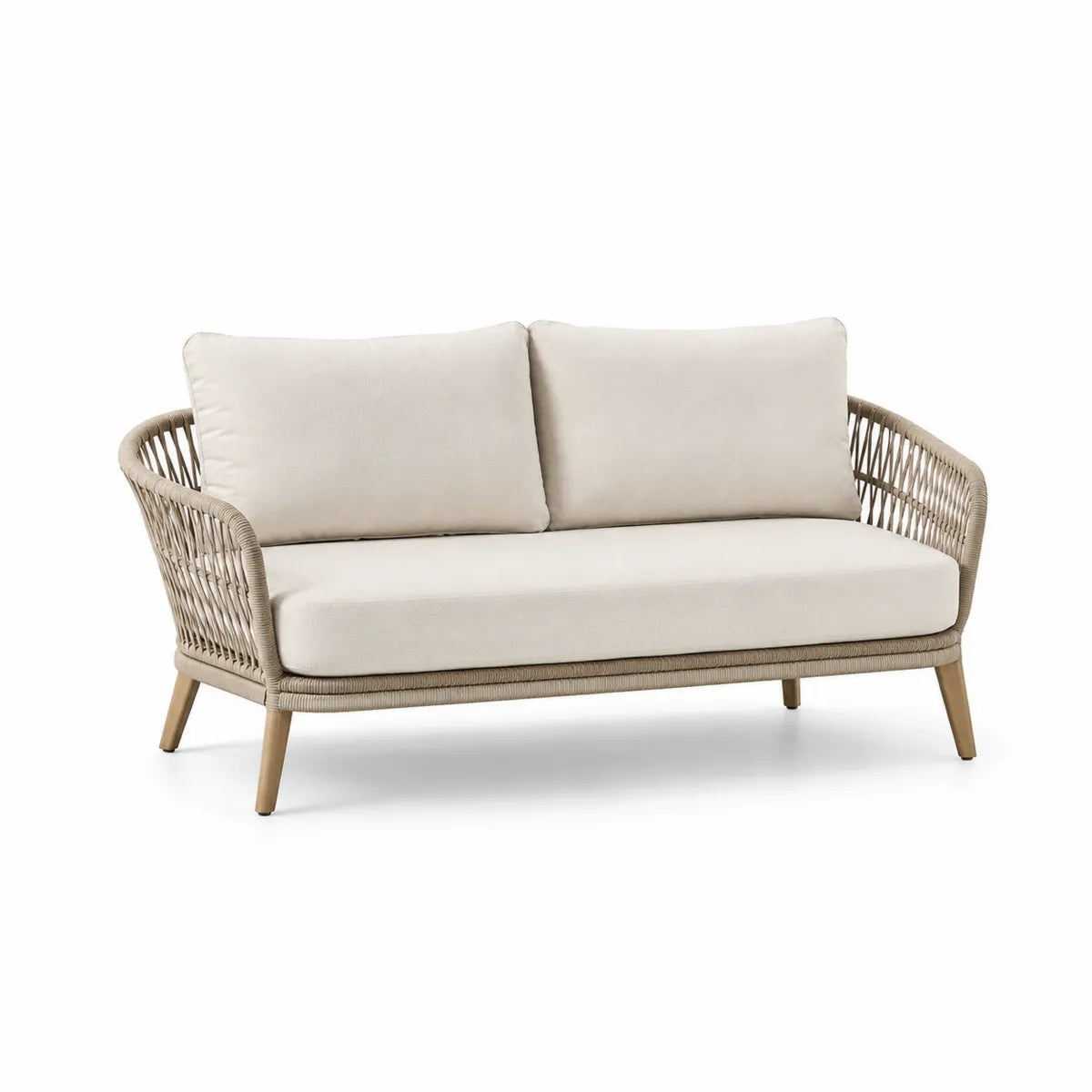 Sofa ogrodowa z poduszkami polietylenowymi beżowa 150 cm