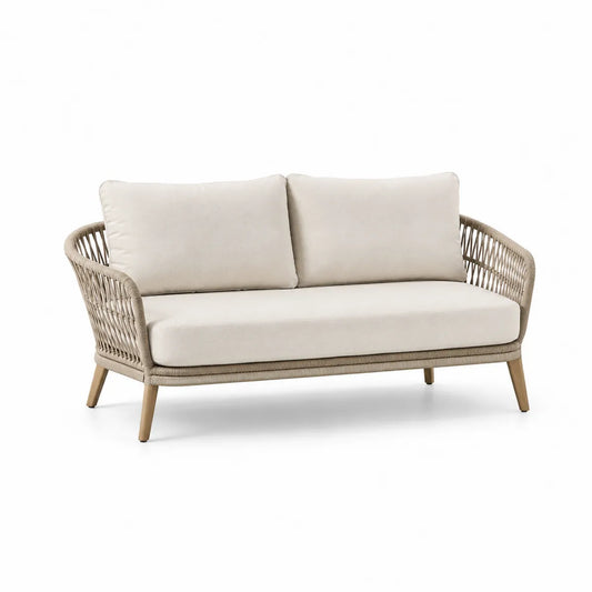 Sofa ogrodowa z poduszkami polietylenowymi beżowa 150 cm