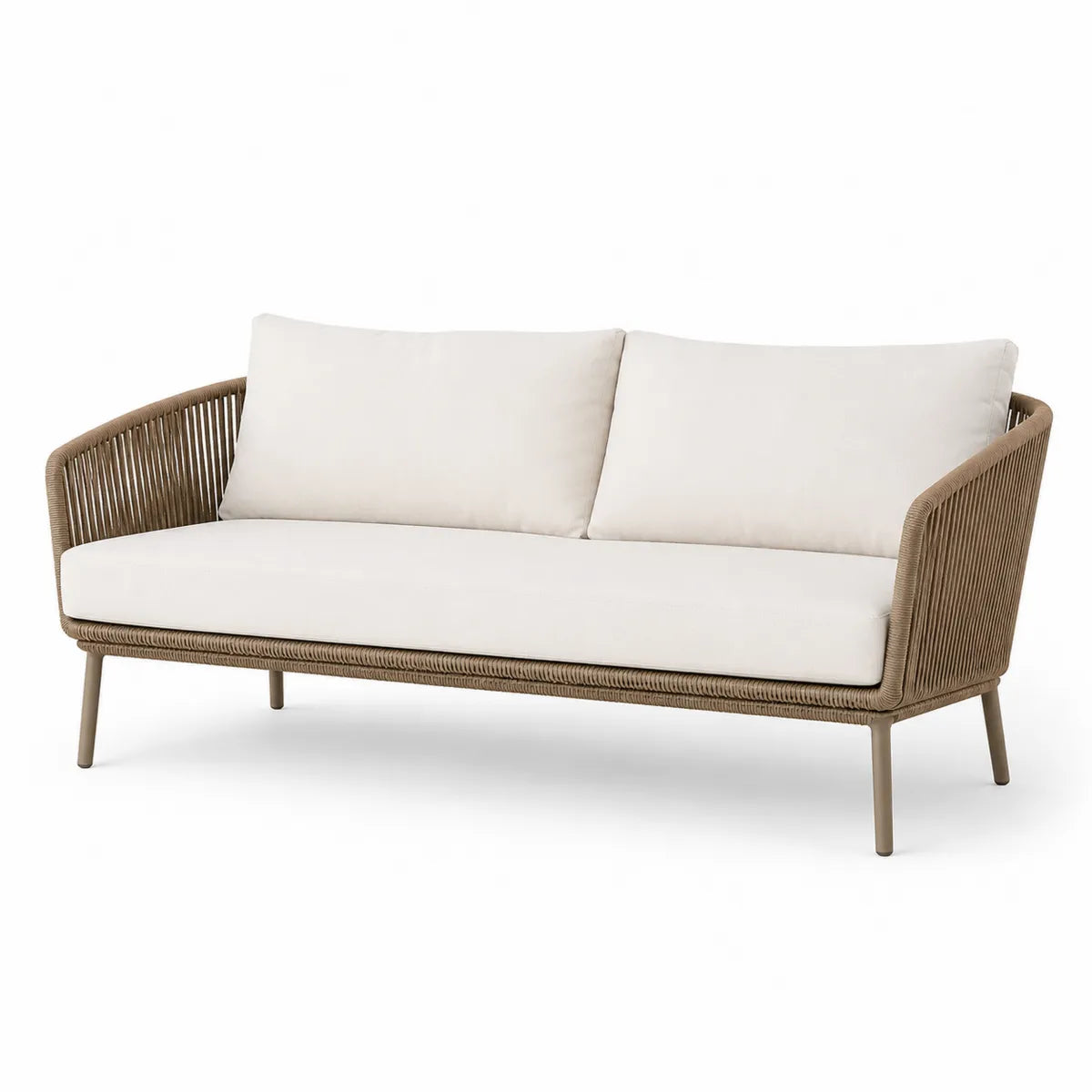 Sofa ogrodowa z poduszkami, lina, aluminium, 200x80x85 cm