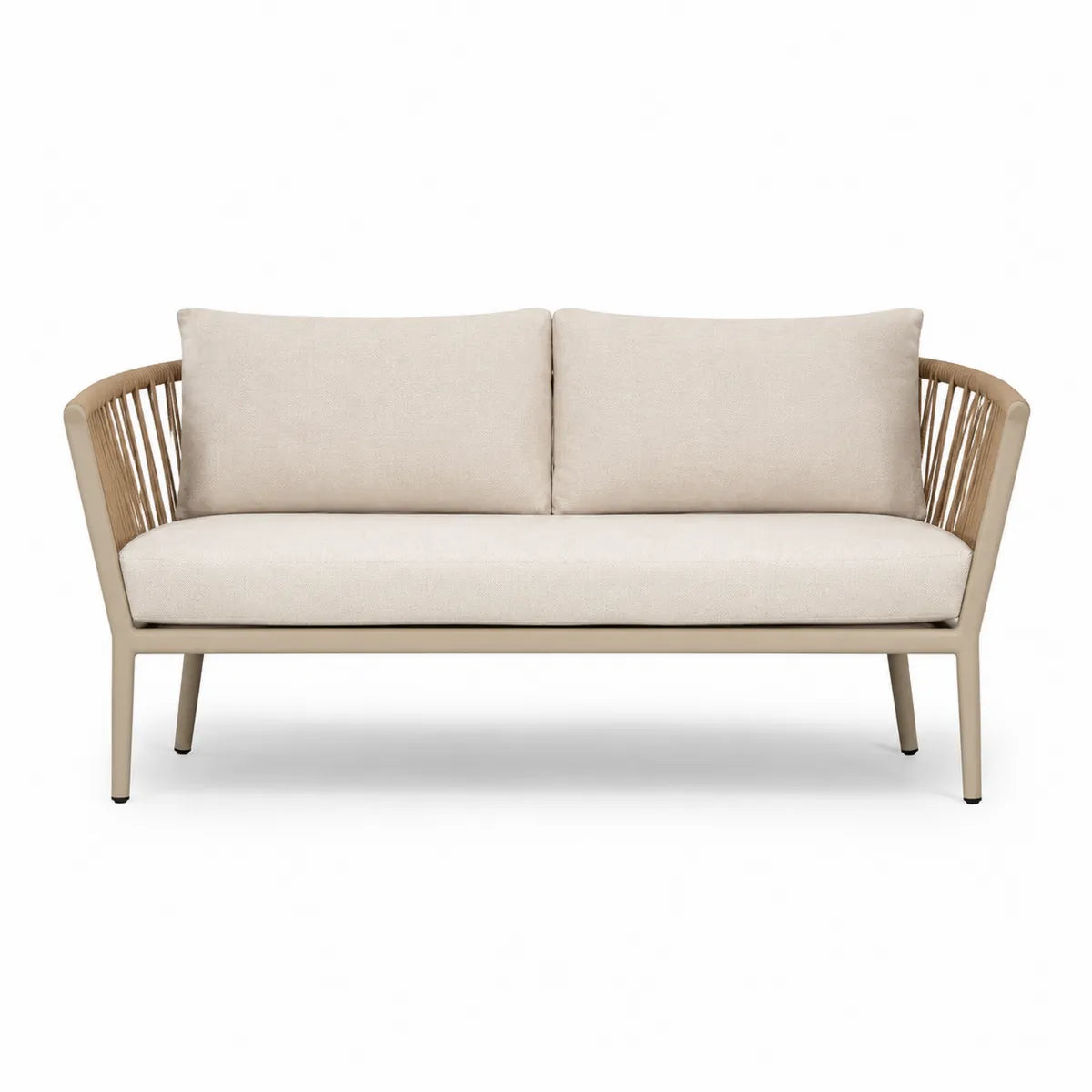 3-osobowa sofa z poduszkami z aluminium i tkaniny poliestrowej, beżowa