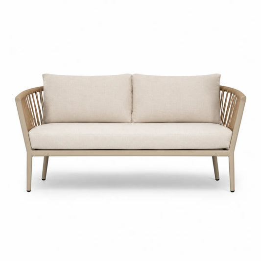 3-osobowa sofa z poduszkami z aluminium i tkaniny poliestrowej, beżowa