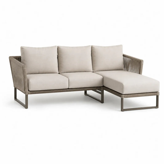Narożnik ogrodowy stalowy z poliestrem 250x150x85 cm beżowy