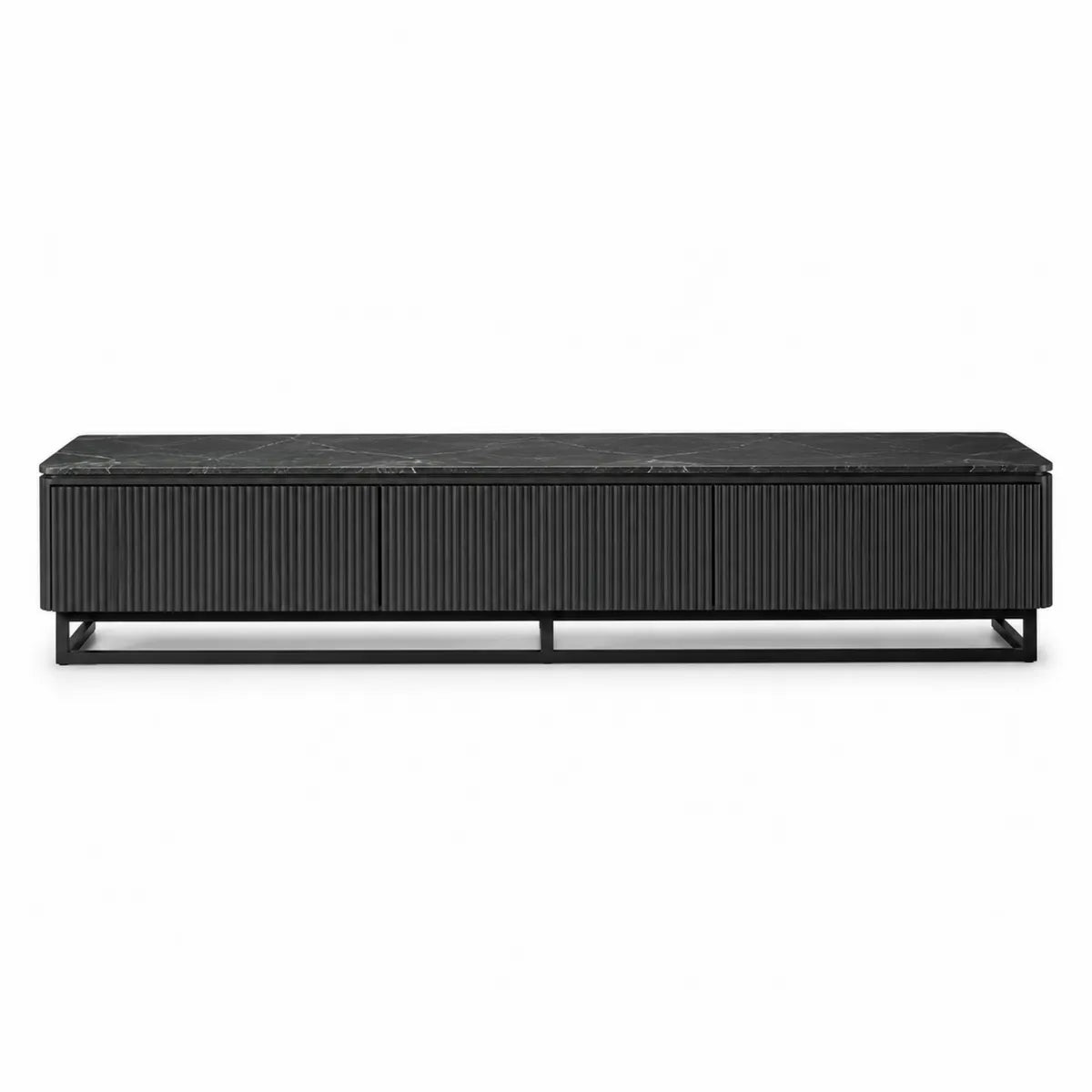 Szafka RTV czarna z blatem marmurowym 200x40x50 cm