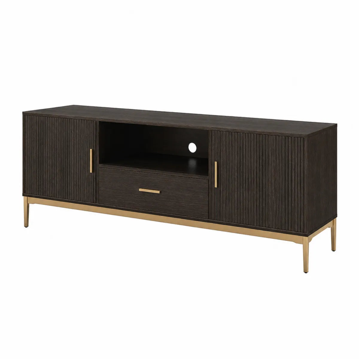 Szafka RTV drewniana czarna z metalowymi nogami 175x45x55 cm