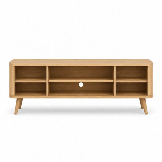 Dębowa szafka RTV z półkami 120 cm