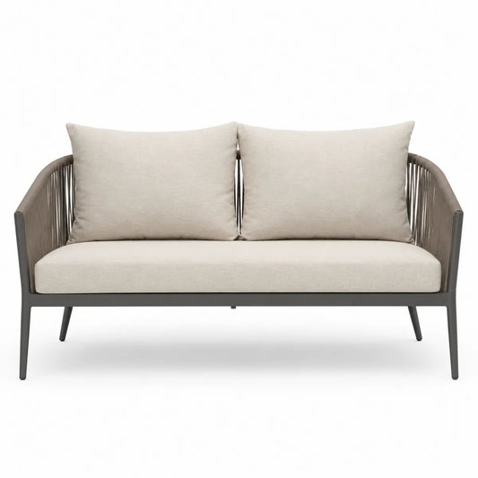 Sofa aluminiowa z beżową tkaniną 180x80x75 cm