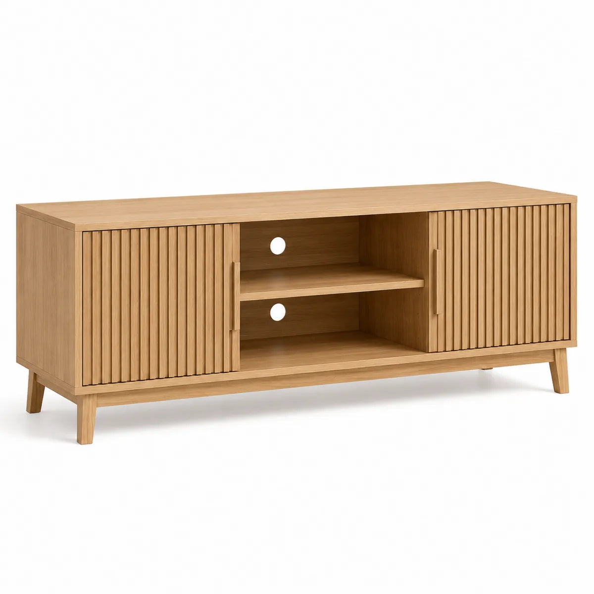 Szafka RTV z drewna dębowego 150x40x50 cm z drzwiami i półkami
