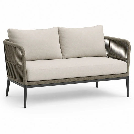 Sofa ogrodowa dwuosobowa lina polipropylenowa i aluminium 130x78x82 cm