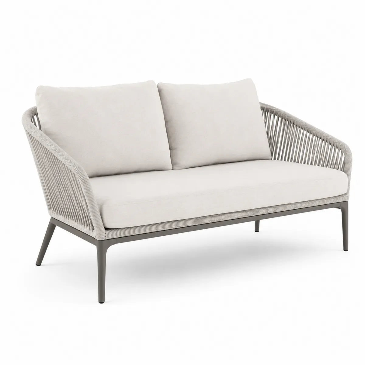 Sofa ogrodowa z metalową ramą i oplataniem linowym, beżowa 180x85x75 cm